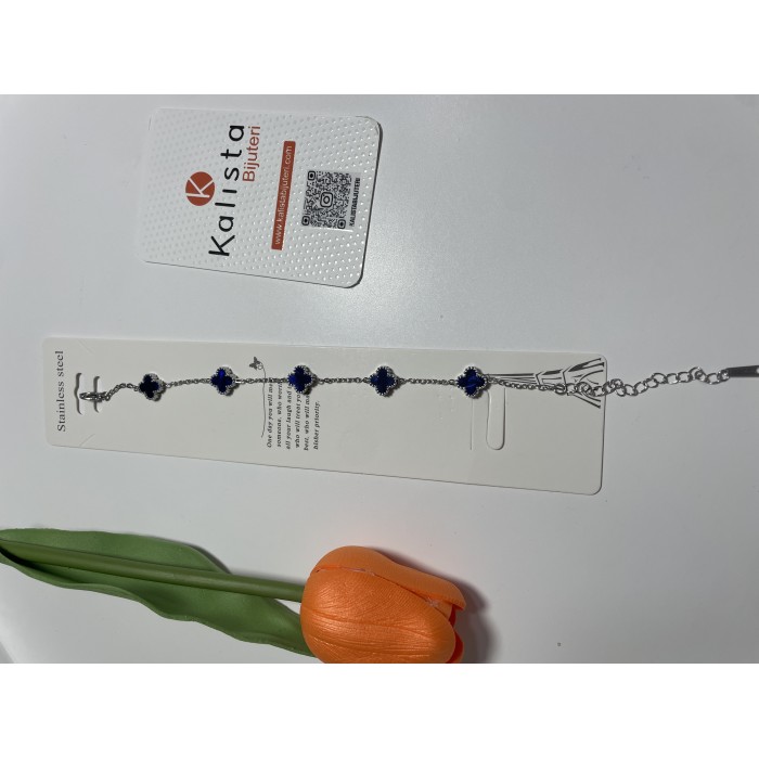 5 Yonca Silver-Lacivert Bileklik