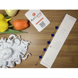 5 Yonca Silver-Lacivert Bileklik