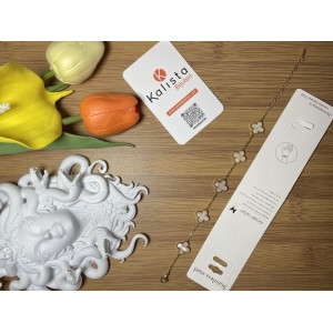 5 Yonca Gold-Sedef Beyaz Bileklik